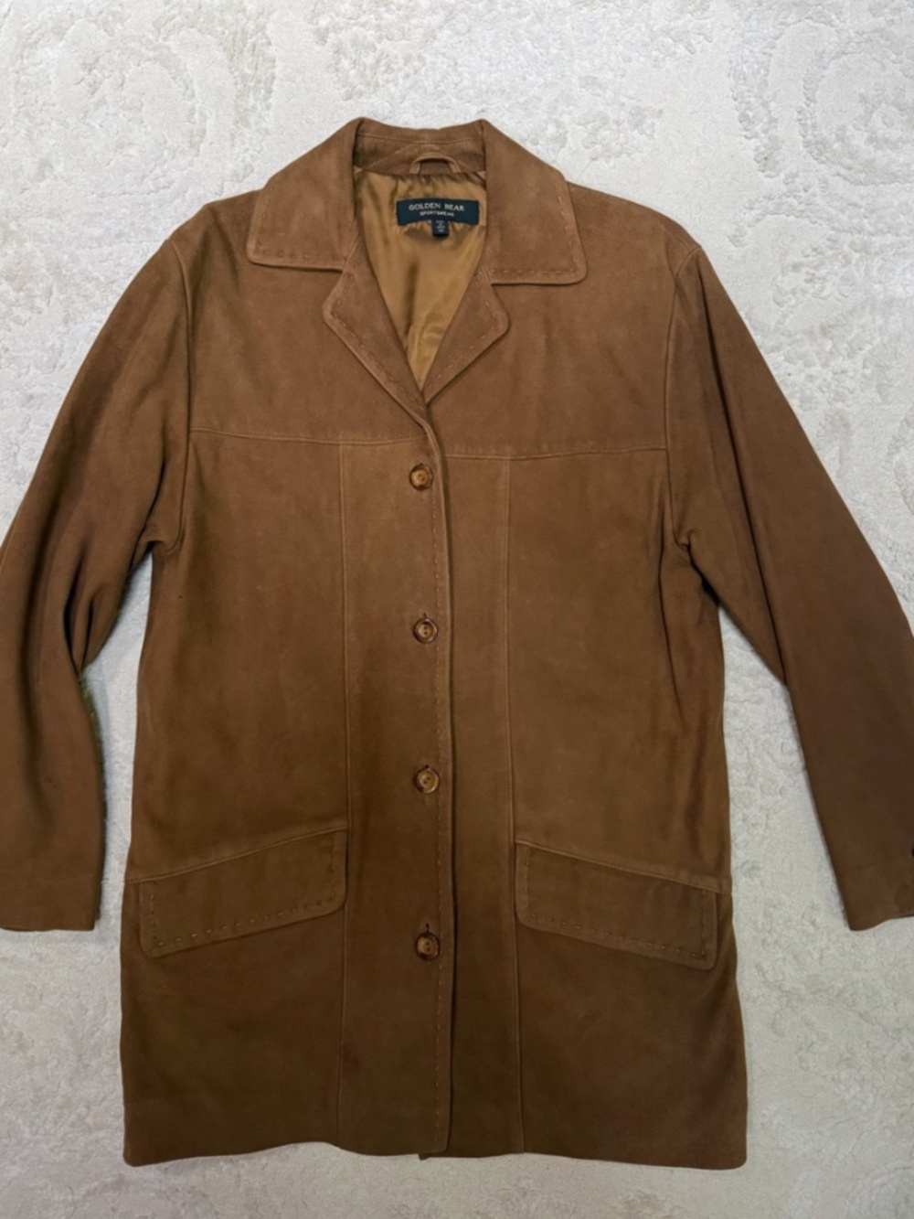 Suede Leather Coat in Warm Brown (Lightweight)